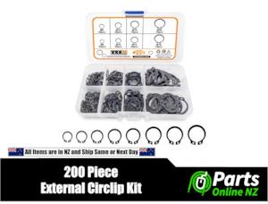 200pcs Manganese Steel External Retaining Ring (Circlip) Set – 8 Sizes