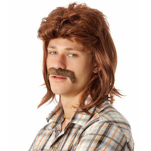 Buy 80s Mullet Wig and Tash Brown