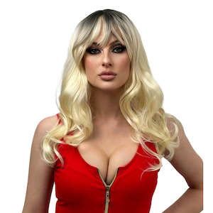 Beach Bombshell Wig Blond with Dark Roots