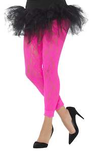 Footless Lace Leggings Neon Pink