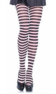 Striped Tights Baby Pink and Black