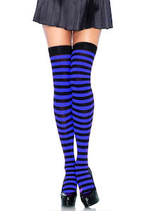 Striped Stockings Black and Royal Blue