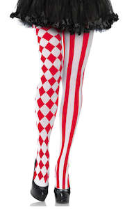 Harlequin Tights Red and White