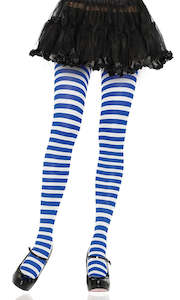 Striped Tights Royal Blue and White