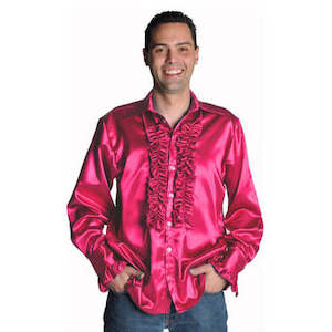 Costume hiring: 70s Frill Shirt Pink