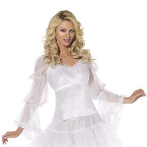 Costume hiring: White Blouse with Long Puff Sleeves