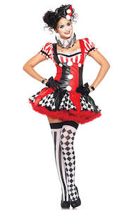 Costume hiring: Naughty Harlequin Clown