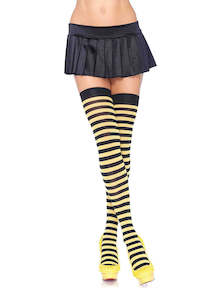 Costume hiring: Striped Stockings Black and Yellow