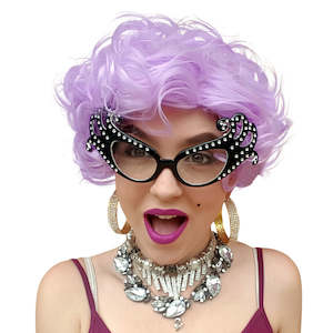 Buy Dame Edna Wig Lilac and Glasses