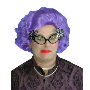 Costume hiring: Buy Dame Edna Purple Wig and Glasses