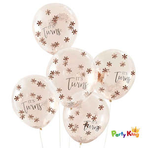 Baby In Bloom It’s Twins 30cm Latex Balloons & Confetti