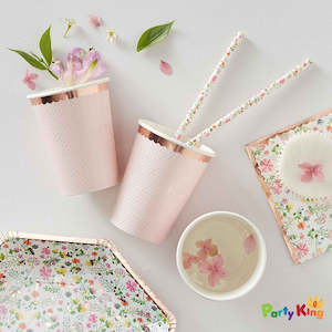 Gift: Ditsy Floral Paper Cups Polka Cot Rose Gold