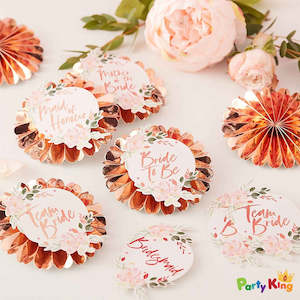 Gift: Floral Hen Party Pin Badges With Stickers