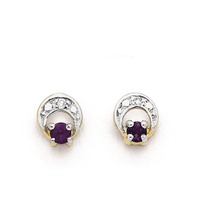 9ct Amethyst & Diamond Studs