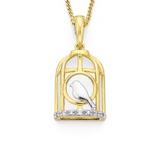 9ct Gold Diamond Set Bird Cage Pendant