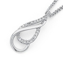 9ct White Gold Diamond Twist Pendant