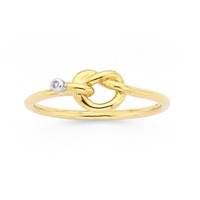 9ct, Diamond Set Knot Ring