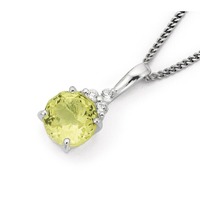 Sterling silver lemon quartz &. Cubic zirconia pendant