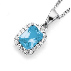 Sterling silver blue cubic zirconia &. Cubic zirconia pendant