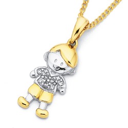 9ct, diamond boy pendant