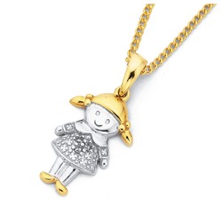 9ct, diamond girl pendant