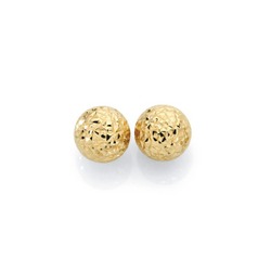 9ct 8mm diamond cut ball studs