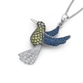 Sterling silver cubic zirconia hummingbird pendant