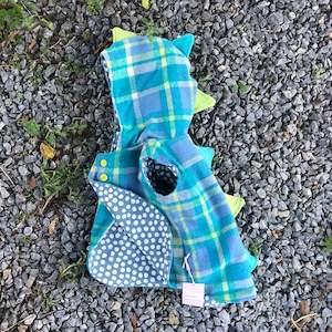 Building supplies: Teal, blue and white tartan wool vest