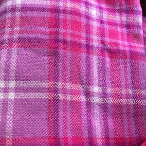 Building supplies: Purples, pinks and white tartan wool vest