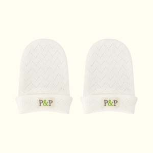 Natural Organic Cotton Pointelle Baby Mittens (No Scratch Mittens)