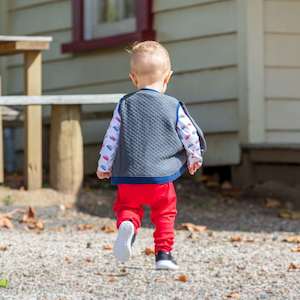 Organic Cotton Quilted Vest – Grey and Navy Blue