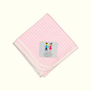 Clothing: Organic Cotton Swaddle Blanket - Pink and White Stripes