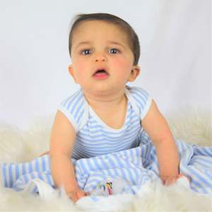 Organic Cotton Swaddle Blanket - Blue and White Stripes