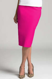 Clothing manufacturing - womens and girls: PAULA RYAN ESSENTIALS Regular Stretch Pencil Skirt - Bonded Microjersey - Peony