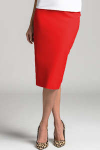 PAULA RYAN ESSENTIALS Regular Stretch Pencil Skirt - Bonded Microjersey - Poppy