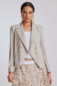 Clothing manufacturing - womens and girls: PAULA RYAN Double Breasted Jacket - Sand - Microjersey