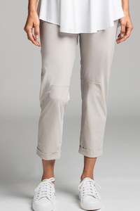 Clothing manufacturing - womens and girls: PAULA RYAN ESSENTIALS Narrow Cuff Capri Pant - Microjersey Sand