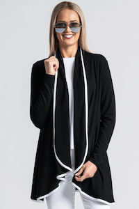 PAULA RYAN Easy Fit Panelled Cardigan - Black/White