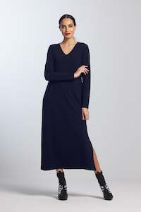 PAULA RYAN ESSENTIALS Scoop V Sheath Dress - Navy Micro Modal