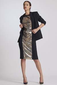 Clothing manufacturing - womens and girls: PAULA RYAN Sequin Panel Dress - Siesta Sequins