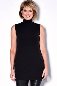 PAULA RYAN Essentials Sleeveless Polo Neck Tunic - Merino