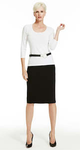 Clothing manufacturing - womens and girls: PAULA RYAN ESSENTIALS Long Fitted Skirt - Roma