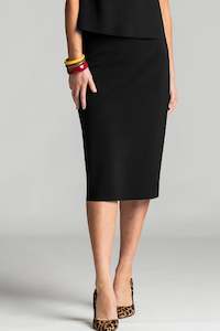 Clothing manufacturing - womens and girls: PAULA RYAN ESSENTIALS Regular Stretch Pencil Skirt - Bonded Microjersey - Black