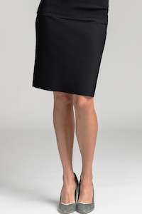 Clothing manufacturing - womens and girls: PAULA RYAN ESSENTIALS Short Stretch Pencil Skirt - Bonded Microjersey - Black