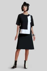 PAULA RYAN A-Line Knee Length Skirt - Black - Microjersey