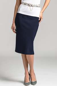 PAULA RYAN ESSENTIALS Regular Stretch Pencil Skirt - Bonded Microjersey- Navy