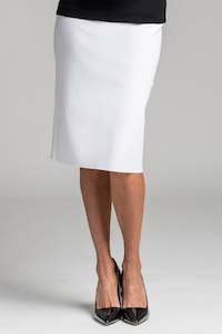 PAULA RYAN ESSENTIALS Regular Stretch Pencil Skirt - Bonded Microjersey - White