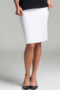 PAULA RYAN ESSENTIALS Short Stretch Pencil Skirt - Bonded Microjersey - White