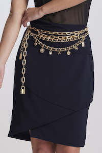 PAULA RYAN Short Wrap Skirt - Navy