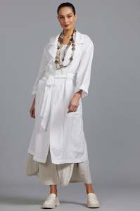 Clothing manufacturing - womens and girls: PAULA RYAN Washer Linen Duster - White